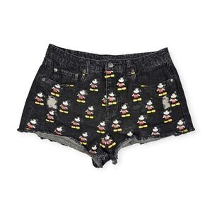 Forever 21 Disney Black Mickey Mouse Character High‎ Rise Shorts Women's Size 30